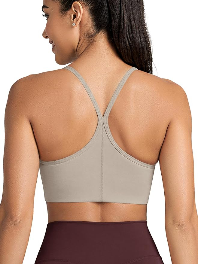 ODODOS Women's Cloud Feeling Scoop Neck Sports Bra - Low Support Strappy Yoga Bra with Removable ... | Amazon (US)