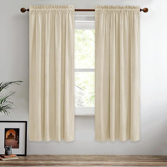 StangH Soft Beige Bedroom Velvet Curtains Farmhouse Home Decor Light Blocking Privacy Curtains/Dr... | Amazon (US)