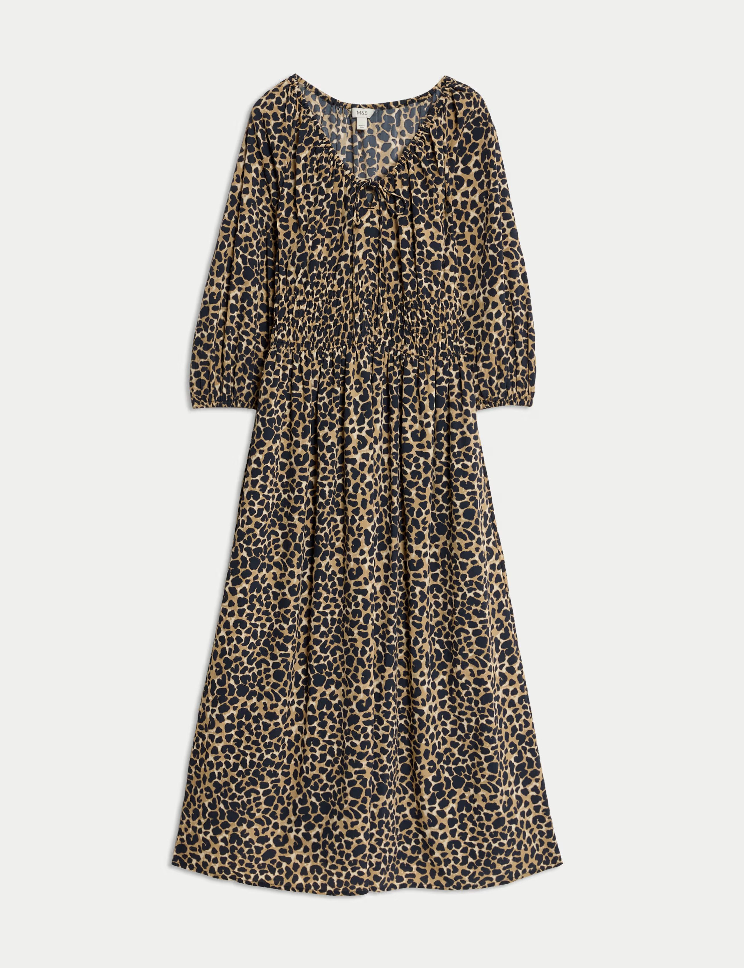 Animal Print V-Neck Ruched Midi Waisted Dress | Marks & Spencer (UK)