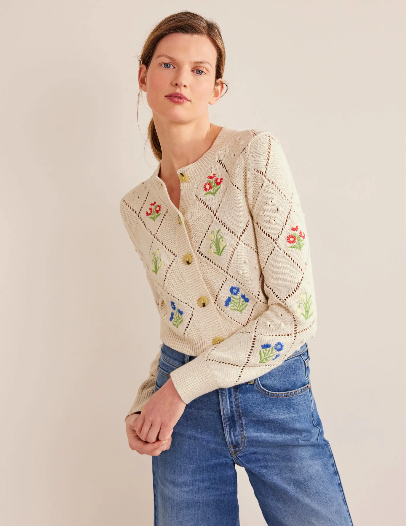 Cropped Embroidered Cardigan | Boden (US)
