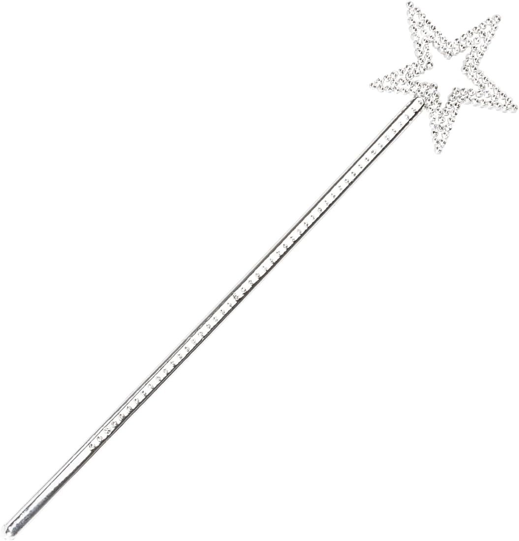 Qeuly Star Wand Silver Fairy Wand 13 Inches Angel Wand Star Magic Princess Wands Plating Silver S... | Amazon (US)