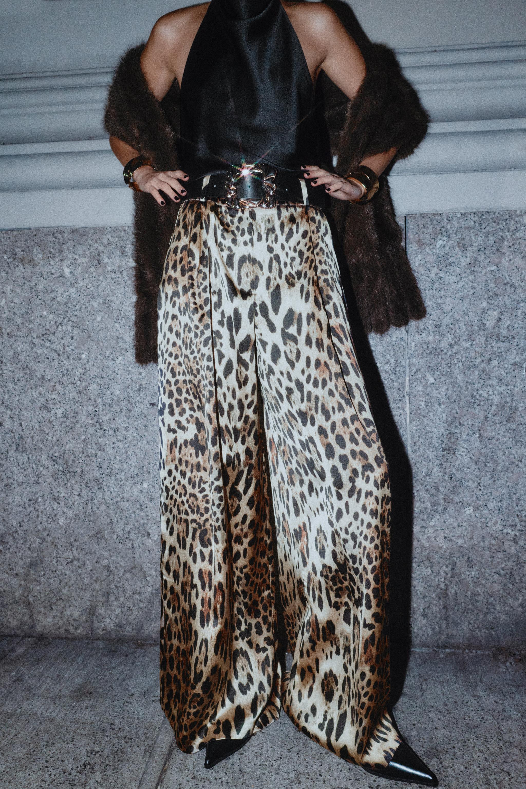 SATIN WIDE-LEG BELTED PANTS | Zara US