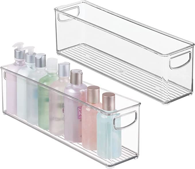 mDesign Plastic Bathroom Organizer - Storage Holder Bin with Handles for Vanity, Cupboard, Cabine... | Amazon (US)