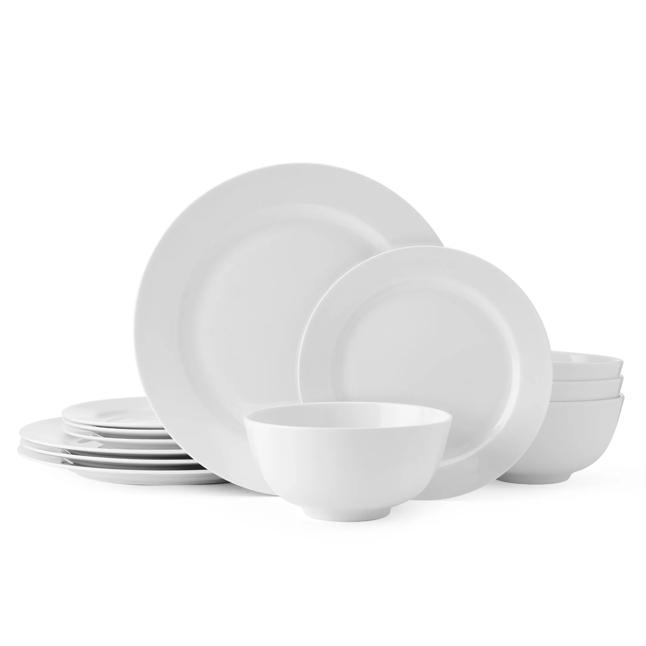 Fitz and Floyd Nevaeh White Classic Rim 12-Piece Bone China Tableware Set (Service for 4) - Walma... | Walmart (US)