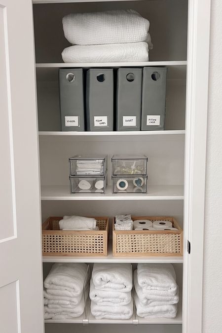 Functional and organized linen closet storage! 

Amazon home finds. Closet organization. Home organization findd

#LTKFindsUnder100 #LTKHome #LTKFindsUnder50