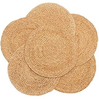 Mi Casa Designs - 6 Piece Woven Placemats, Placemats Set of 6,Round Placemats, Rattan Placemats, ... | Amazon (US)