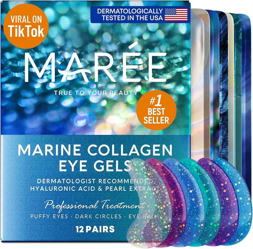 Maree Eye Gel Pads - Reduce Wrinkles, Puffy Eyes, Dark Circles, Eye Bags - Natural Marine Collage... | Amazon (US)
