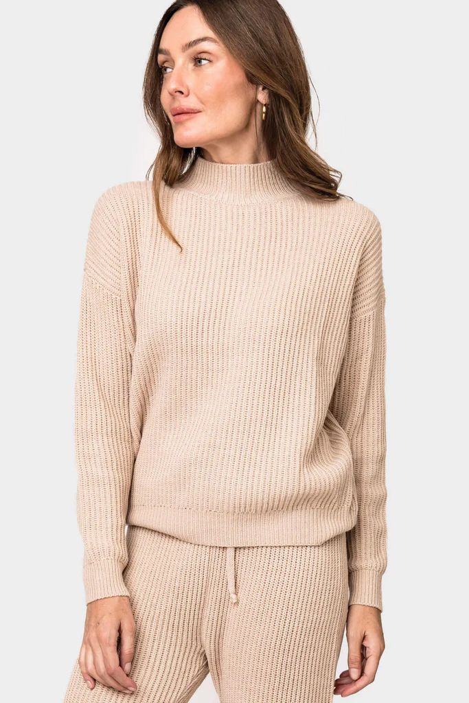 GIGI Funnel Neck Long Sleeve Cozy Ribbed Sweater | Gibson