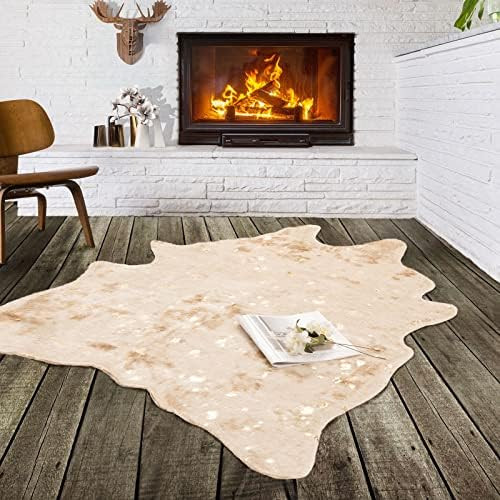 Carvapet Faux Cowhide Shaped Rug Decorative Gold Foil Carpet for Living Room Bedroom Wall Decorat... | Amazon (US)