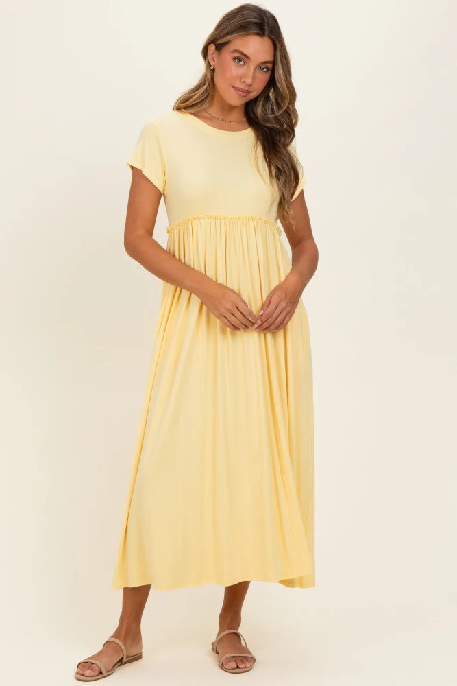 Soft Lemon Ruffle Trim Maxi Dress | PinkBlush Maternity