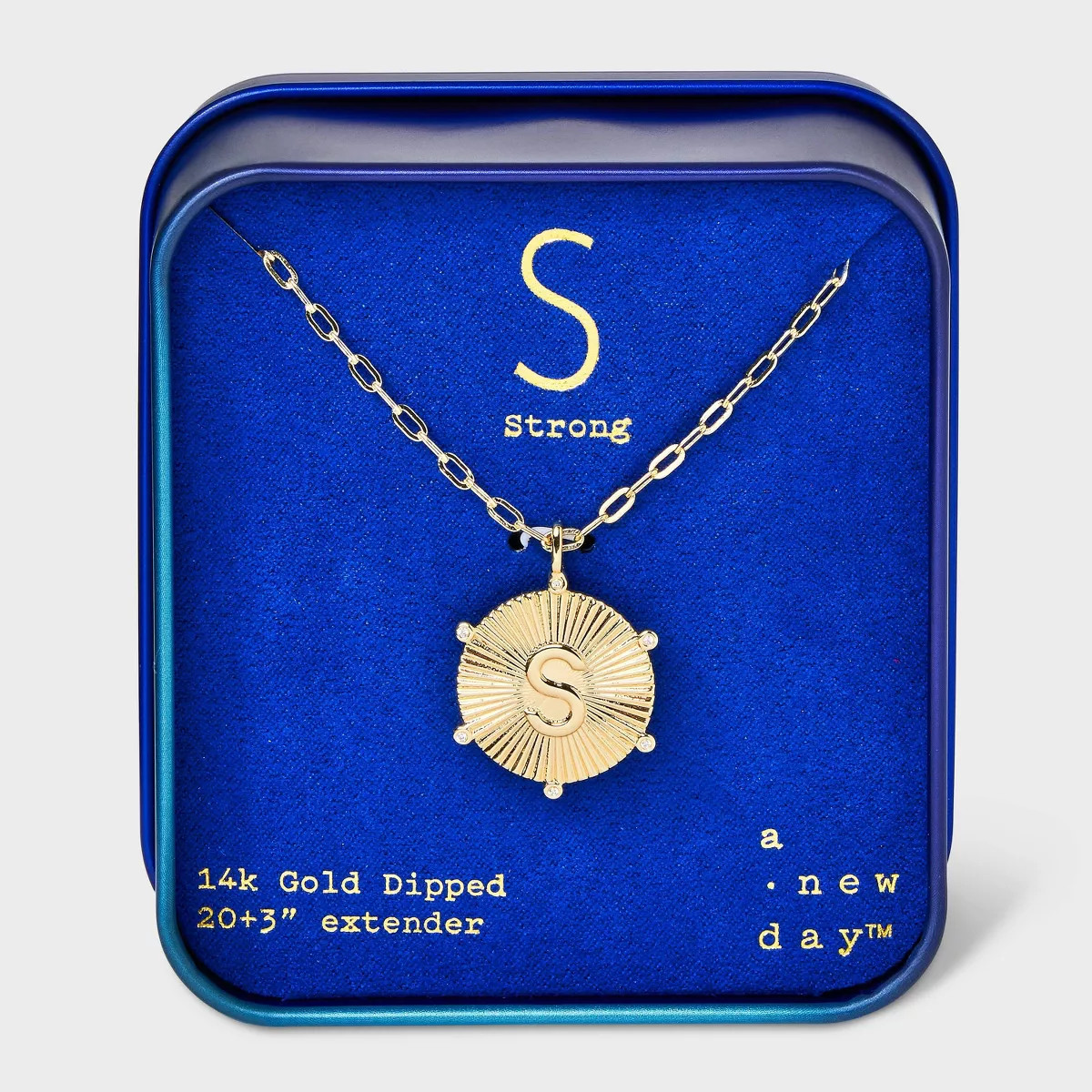 14K Gold Dipped Diamond Ray Disc Initial Pendant Necklace - A New Day™ Gold | Target