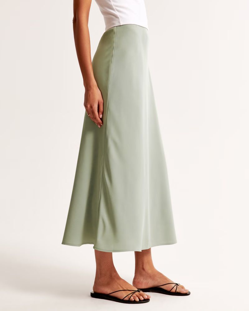 Mid Rise Satin Maxi Skirt | Abercrombie & Fitch (UK)