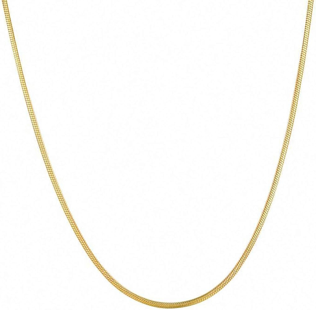 Fiusem Gold Plated Necklace for Women, 14K Gold Plated Herringbone Chain Necklaces, Gold Plated S... | Amazon (US)
