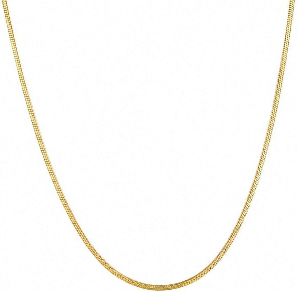Fiusem Gold Plated Necklace for Women, 14K Gold Plated Herringbone Chain Necklaces, Gold Plated S... | Amazon (US)