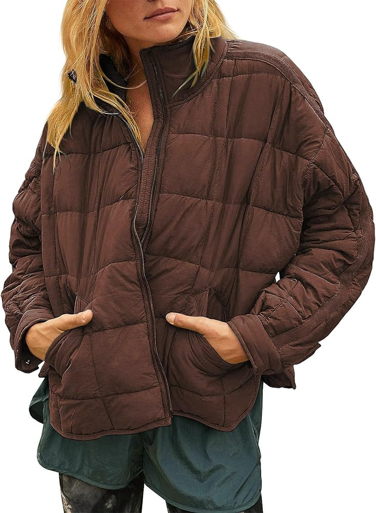 Huaqiao Womens Quilted Puffer Jackets Lightweight Zip up Short Winter Coat with Pockets | Amazon (US)