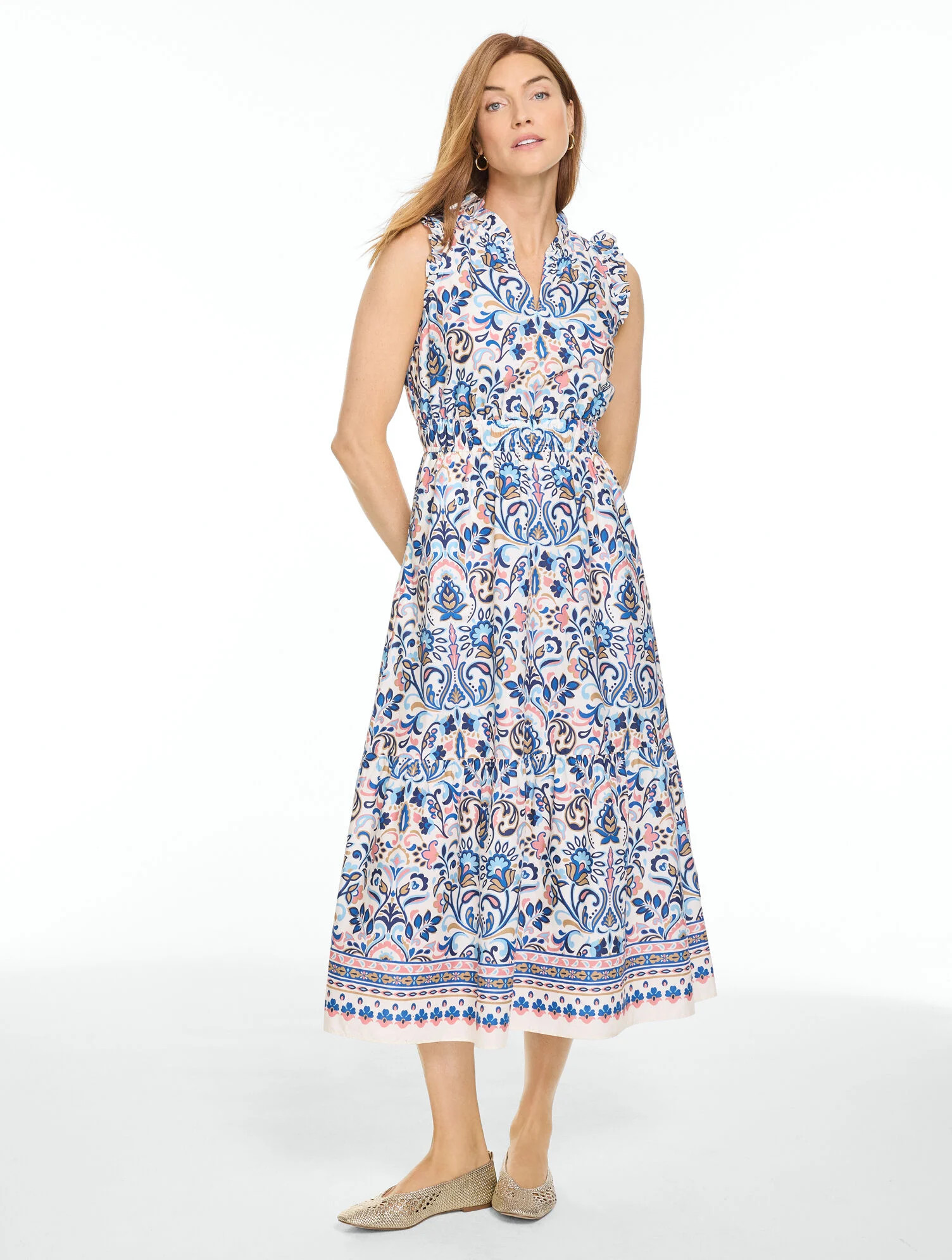 Canyon Wildflowers Poplin Fit & Flare Dress | Talbots