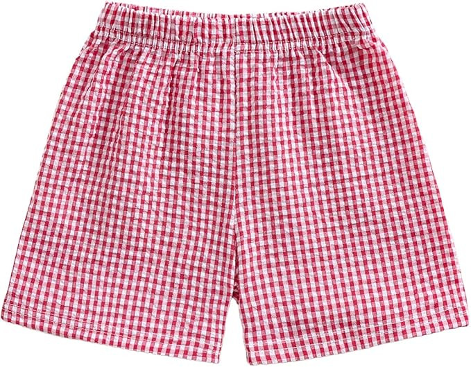 Toddler Boy Girl Plaid Shorts Casual Summer Gingham Shorts Elastic Waist Beach Shorts Bottoms Box... | Amazon (US)