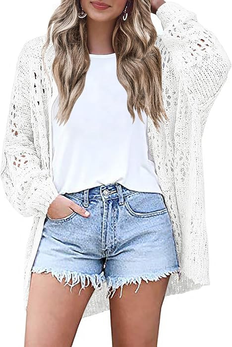 HOTOUCH Womens Lightweight Crochet Cardigan Sweaters Summer Boho Kimonos | Amazon (US)