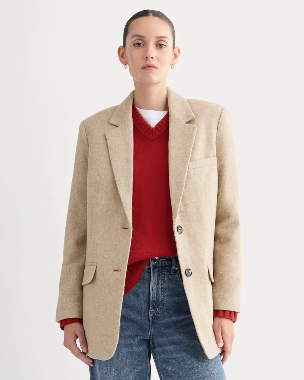 The Oversized Blazer in Wool | Taupe Herringbone | Everlane