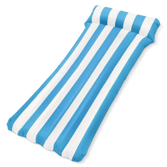 Sun's Out 70" Blue Cabana Stripe Pool Lounger – Inflatable Floating Mat | Walmart (US)