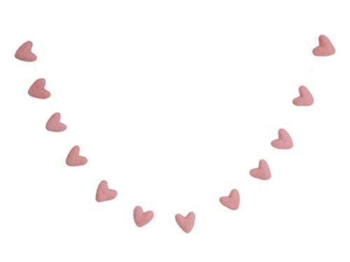 Handmade Pink Felt Heart Garland- by Sheep Farm Felt- Pink Valentine's Day Hearts- 3 feet long- 1... | Amazon (US)