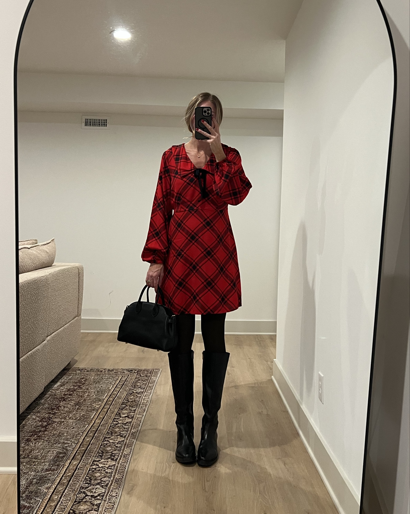 Ways to wear waterproof riding boots during the holidays. 
They also come in a brown suede version that is waterproof too.  Super comfy and practical. Run tts. I’m a true 10.5 and that size doesn’t really exist so I got an 11
Sizing for everything: 
All tops run TTS.  Wearing my usual medium
The “tights” im wearing are actually FLEECE LINED LEGGINGS that come in TALLS!! Wearing L/XL for bump Very stretchy and long enough!
Size medium tall in coat to layer thick sweaters under 
Size small in fur coat.
Sized down to 4 in skirt (would be a 2 without a bump)
Small tall in red plaid dress. 
Skinny jeans run tts and SUPER stretchy.  Longs available
Tried to link as many similar lower cost options to as many pieces as I could find (under the similar section)

Leather boots, winter boots, black leather boots, holiday outfits, tall girl friendly, bump friendly, New York Outfits, Nordstrom 

#LTKHoliday #LTKSeasonal #LTKTall