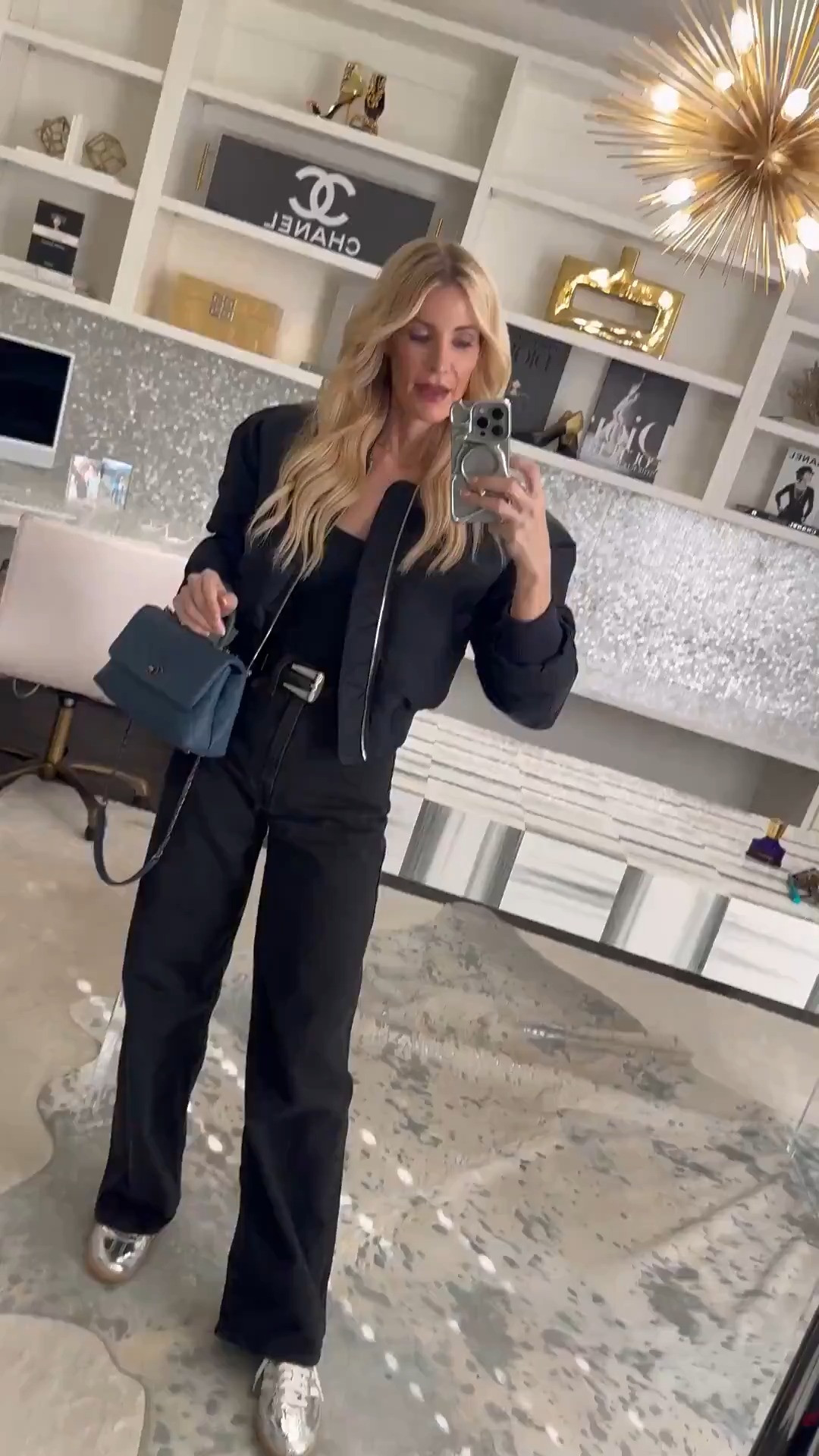 Obsessed with this casual outfit of the day 🤍 These silver Adidas Sambas are SO comfy, and metallic silver sneakers are going to be a major 2026 trend. I paired them with my Levi’s cinch-waist wide leg jeans in the perfect faded black wash, plus this cropped navy bomber jacket for that cool, easy off-duty vibe. I’m wearing an XS in the bomber jacket and it fits TTS. 

 

#LTKgrwm #LTKootd #LTKOver40