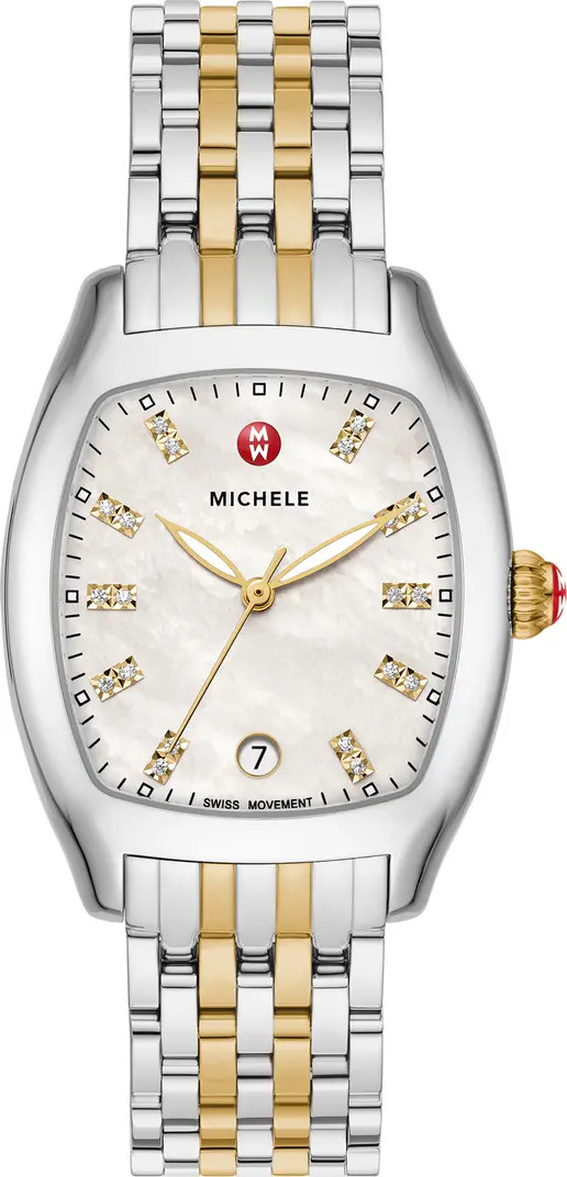 MICHELE Jolie Diamond Two-Tone Bracelet Watch, 40mm | Nordstromrack | Nordstrom Rack
