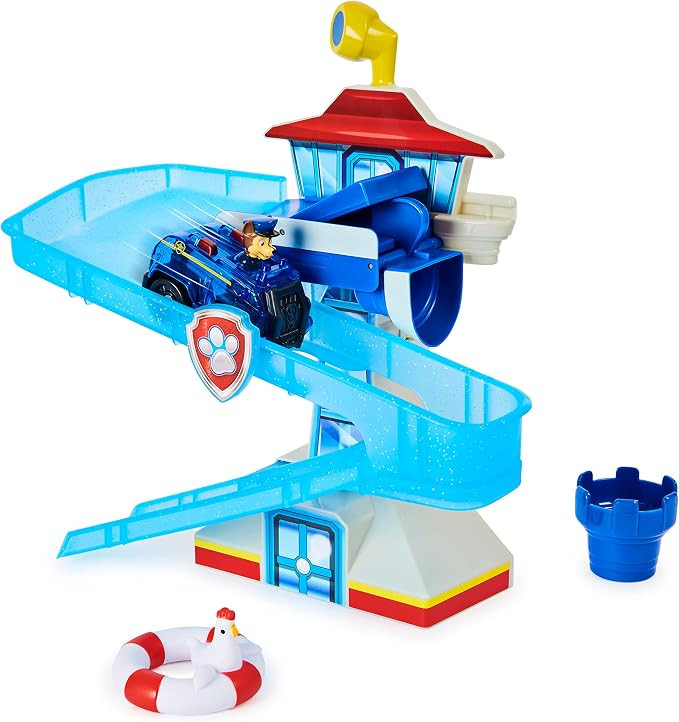 Paw Patrol, Adventure Bay Bath Playset with Light-up Chase Vehicle, Bath Toy for Kids Aged 3 and ... | Amazon (US)