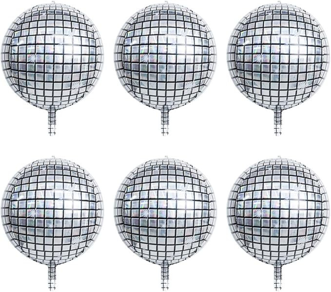 22inch 4D Laser Disco Foil Balloon 6pcs Perfect for Birthday Valentine Anniversary Party Decorati... | Amazon (US)