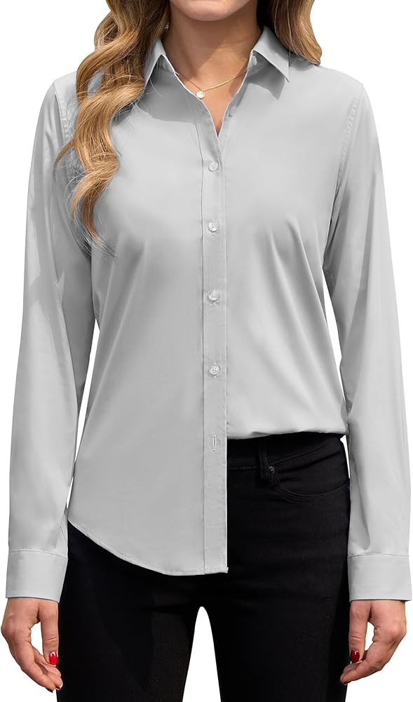 siliteelon Button Down Shirts Dress Shirts for Women Long Sleeve Womens Work Shirts Regular Fit C... | Amazon (US)