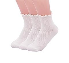 Women Socks, Women Ankle Socks, Lovely double needle solid color Lace edge relent lady socks | Amazon (US)