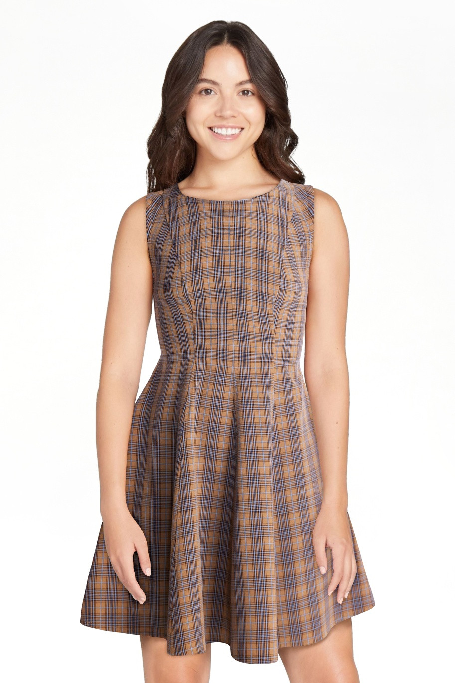 No Boundaries Fit and Flare Plaid Mini Dress, Women\u2019s XXS-XXL | Walmart (US)