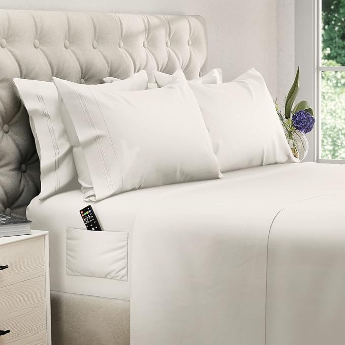 DREAMCARE King Size Sheets Set - 6 pcs Breathable Cooling Bed Sheets - up to 21" Extra Deep Pocke... | Amazon (US)