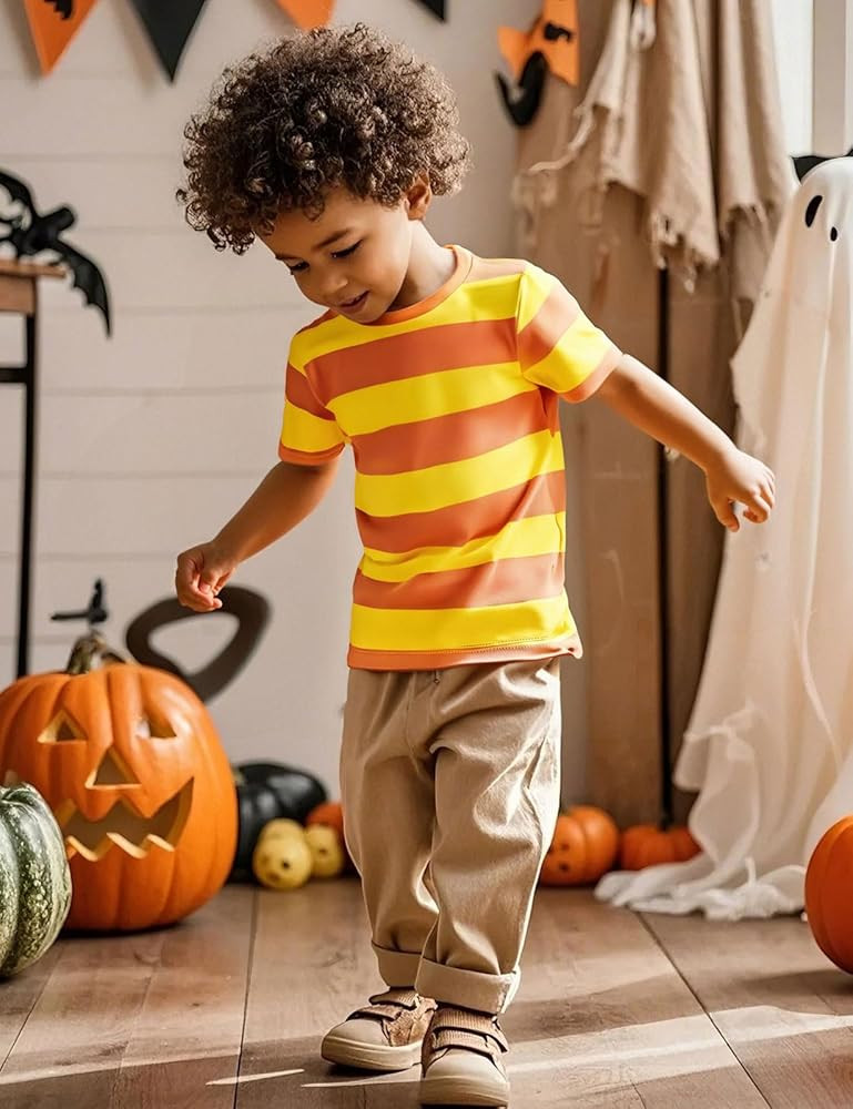 COSLAND Boys and Toddlers' Short Sleeve Striped T-Shirt, Cotton, Kids' Crew Neck Tee, 2T-Large | Amazon (US)