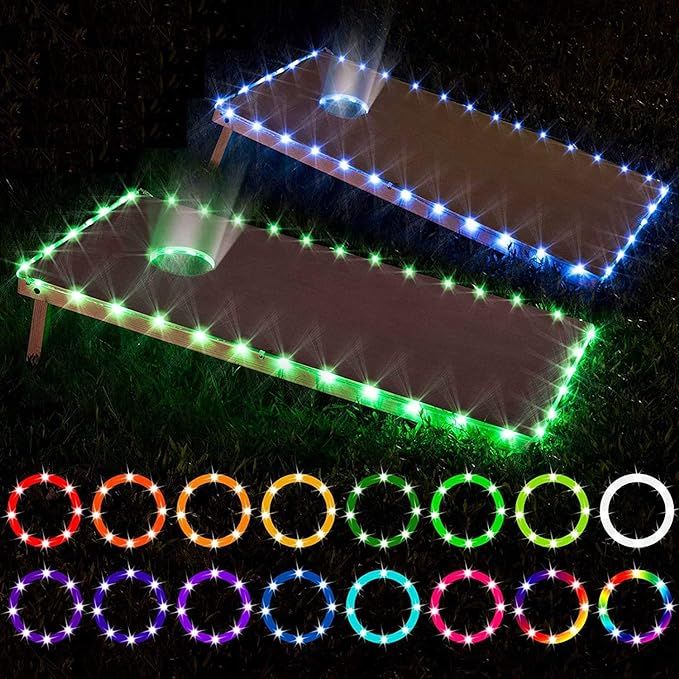 LED Cornhole Lights, Remote Control Cornhole Board Edge and Ring LED Lights, 16Color change by yo... | Amazon (US)