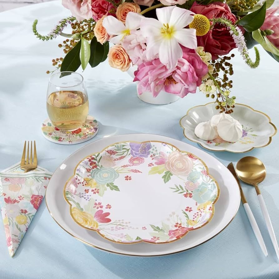Kate Aspen Garden Blooms 9 in. Premium Decorative Paper Plates | Party Supplies (350 GSM weight -Set | Amazon (US)