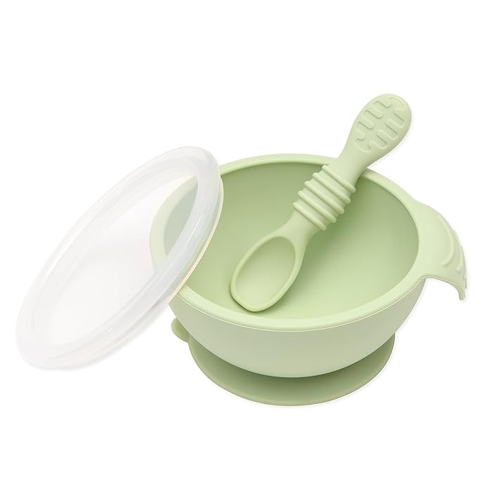 Bumkins Baby Bowl, Silicone Feeding Set with Suction for Baby and Toddler, Includes Spoon and Lid... | Amazon (US)