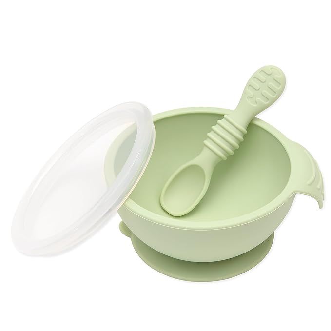 Bumkins Baby Bowl, Silicone Feeding Set with Suction for Baby and Toddler, Includes Spoon and Lid... | Amazon (US)