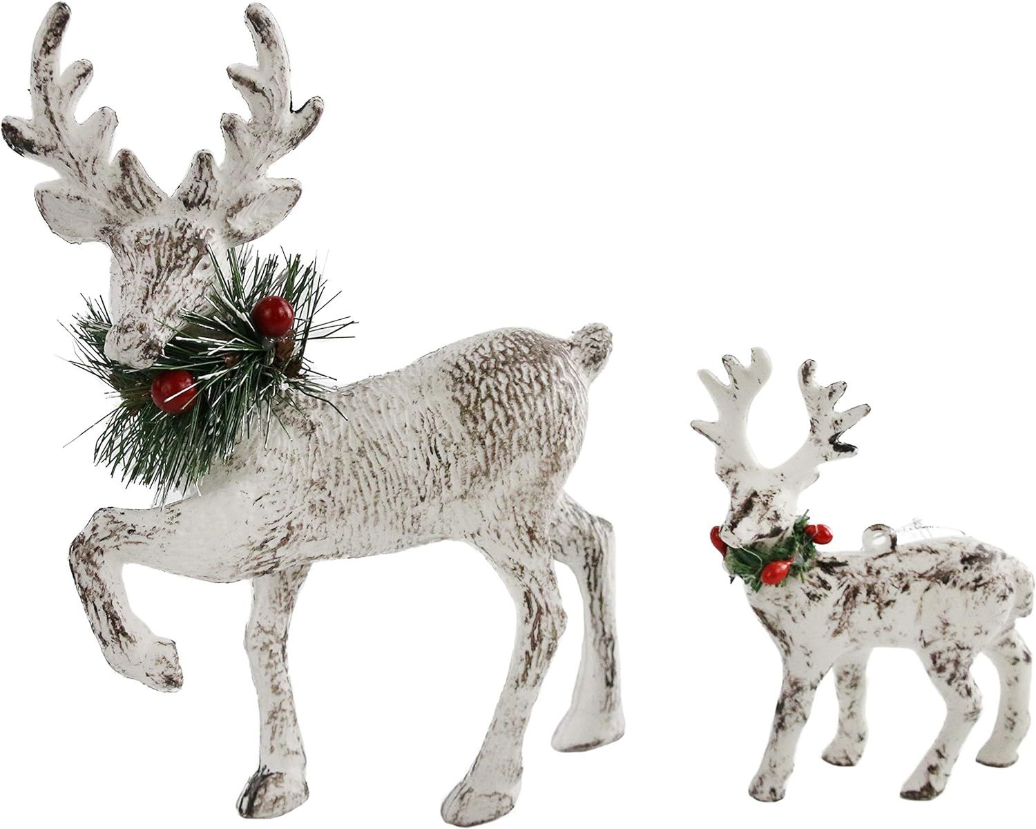 Amazon.com: Athoinsu 2PCS Christmas Reindeer Figurine Decoration Table Tree Ornaments Xmas Holida... | Amazon (US)