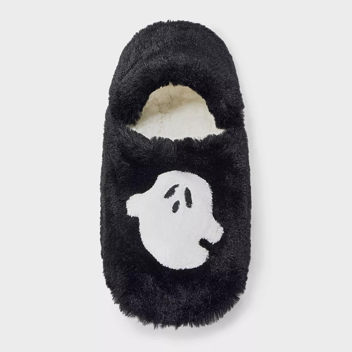 Women's Halloween Ghost Faux Fur Slipper Socks with Grippers - Hyde & EEK! Boutique\u2122 Black M... | Target