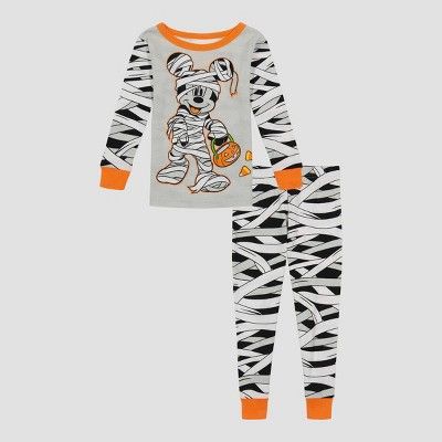 Toddler Boys' 2pc Mickey Mouse Mummy Halloween Snug Fit Pajama Set - Gray | Target