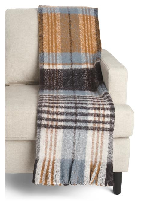 Faux Mohair Plaid Throw | TJ Maxx