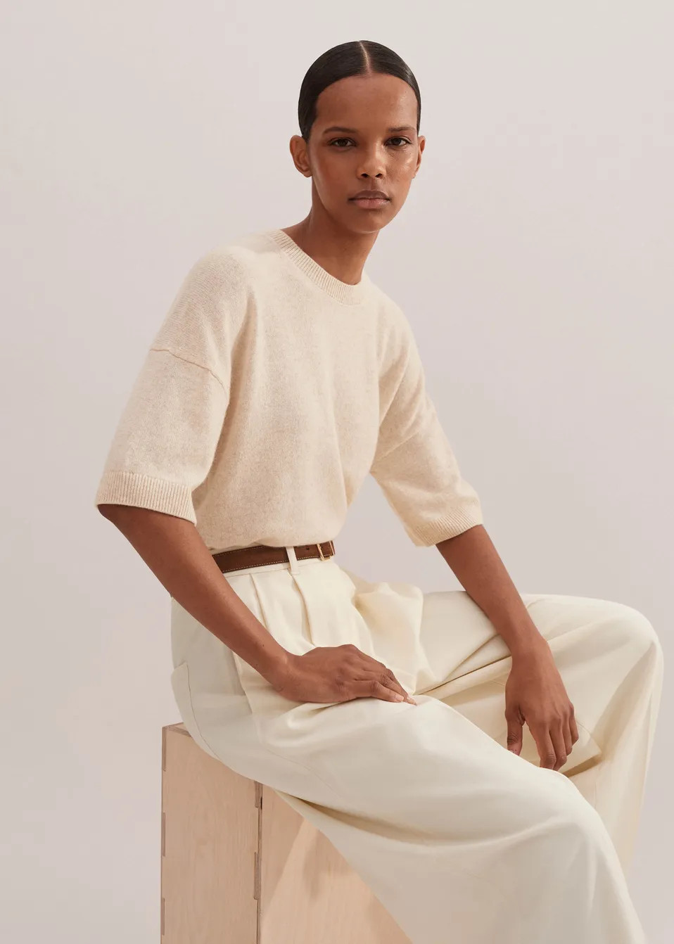 Cashmere Relaxed Crop Tee | ME+EM US