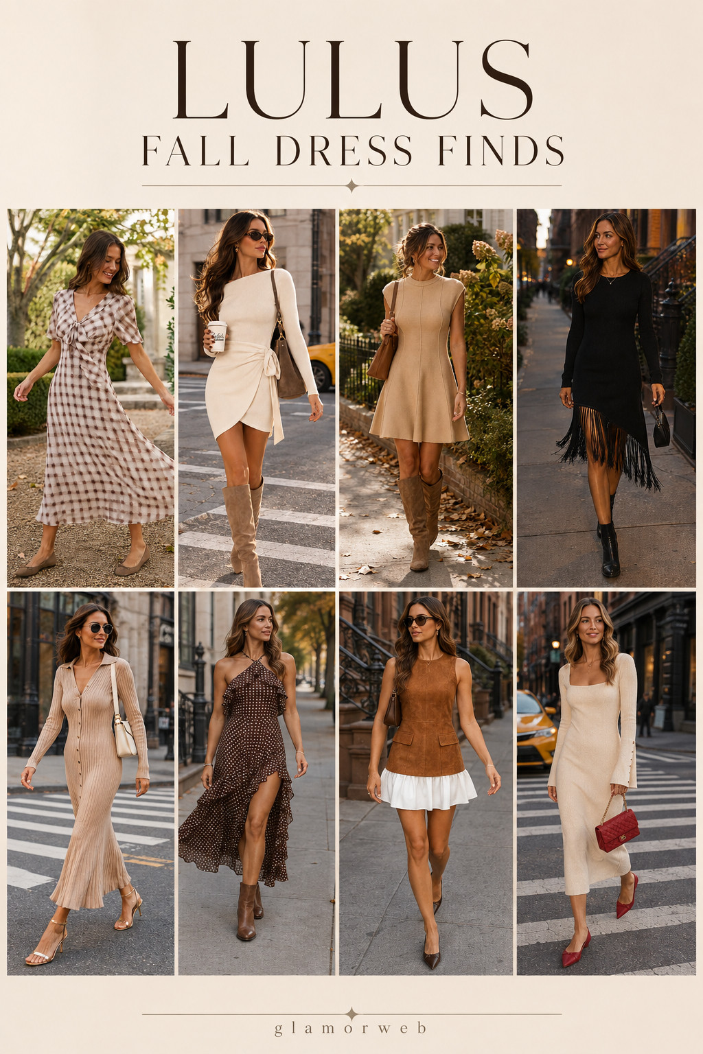 Fall dresses are officially having a moment and these Lulus finds are SO good. 🍂🤎 From cozy knit minis and neutral midi dresses to plaid, chocolate brown, fringe details, and easy city-ready styles, these are the kind of pieces I’d wear on repeat for brunch, date night, fall weekends, Thanksgiving plans, and everything in between. Just add boots, a cute bag, and you’re set. #Lulus #LulusFinds #FallDresses #FallDressIdeas #FallFashion #FallOutfits #AutumnStyle #FallStyle #SweaterDress #KnitDress #PlaidDress #BrownDress #NeutralOutfit #FallWardrobe #FallDateNight #ThanksgivingOutfit #NYCStyle #CityGirlStyle #BootsSeason #LTKFinds #LTKFashion #FallFashionFinds 

 #LTKSeasonal #LTKU #LTKSaleAlert