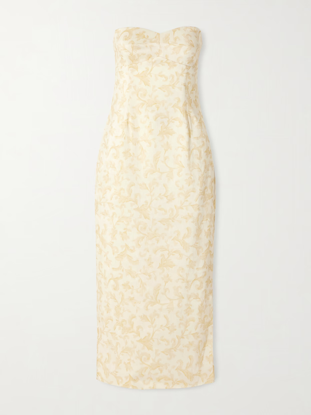 Posse - Isla Strapless Floral-print Linen And Silk-blend Midi Dress - Yellow | NET-A-PORTER (US)