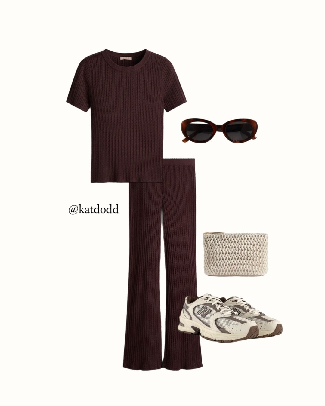 New in H&M coord!!🤍 love this colour so much! Perfect for running around Tesco and B&M 😂🤍! 

H&M new in brown knitted coord new balance 530 white and beige outfit inspo 

#LTKuk #LTKstyletip #LTKsummer