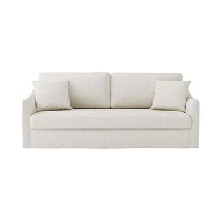 Wilfried 80.7 in. Modern Slipcovered Sofa With Removable Seat And Back Cushions-WHITE | The Home Depot