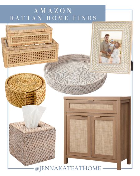 Find all your favorite Rattan home decor items on Amazon, including storage boxes, tissue box holder, side table, tray, picture frame, coasters, and more. Coastal style home decor.

#LTKfamily #LTKhome