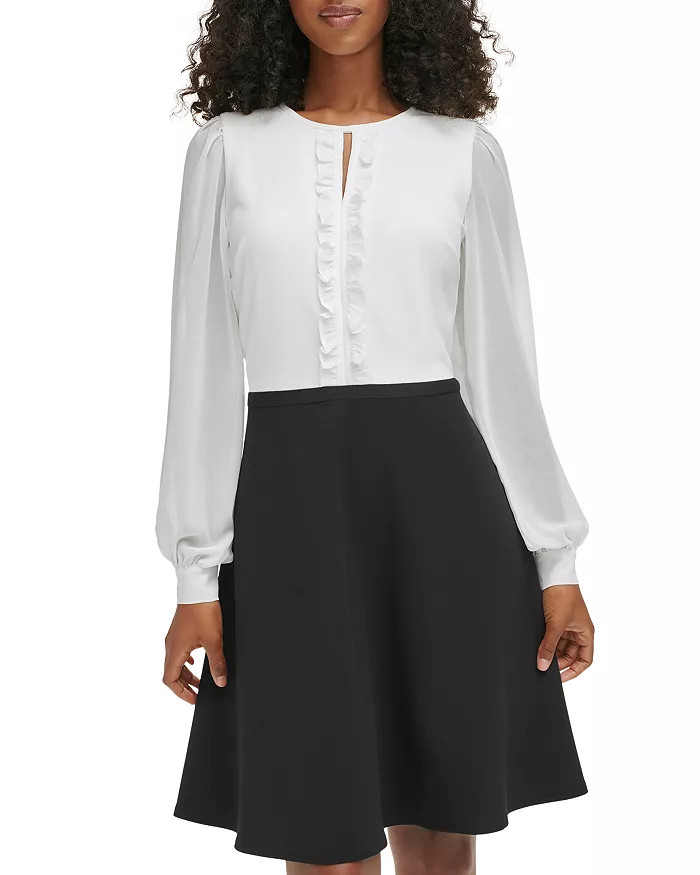 Ruffle Trim Scuba Crepe Dress | Bloomingdale's (US)